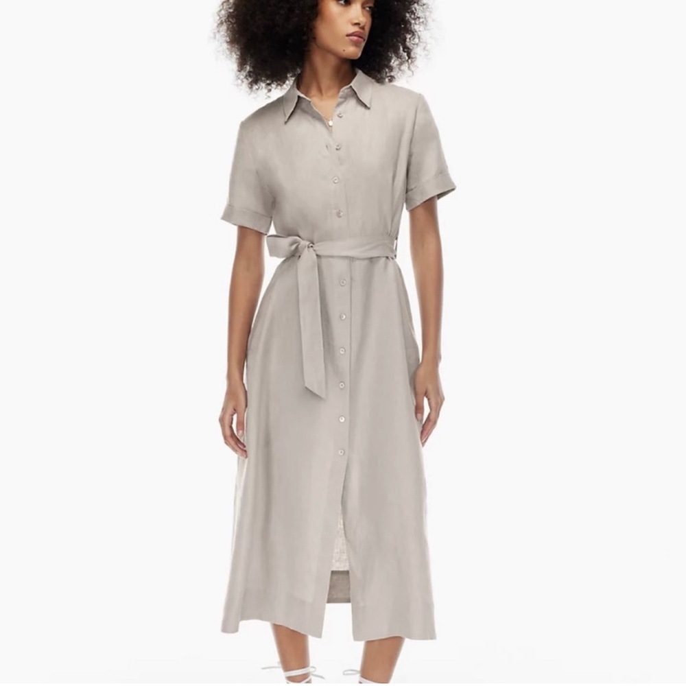 Aritzia Wilfred Eleta Linen Dress Sz XXS Opal Gray